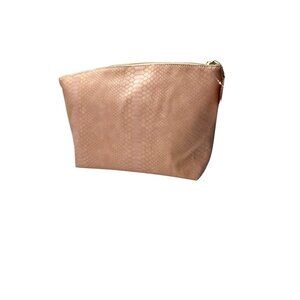 Sonia Kashuk Large Travel Pouch Pink Snake Embossed Faux Leather Pouch NWT